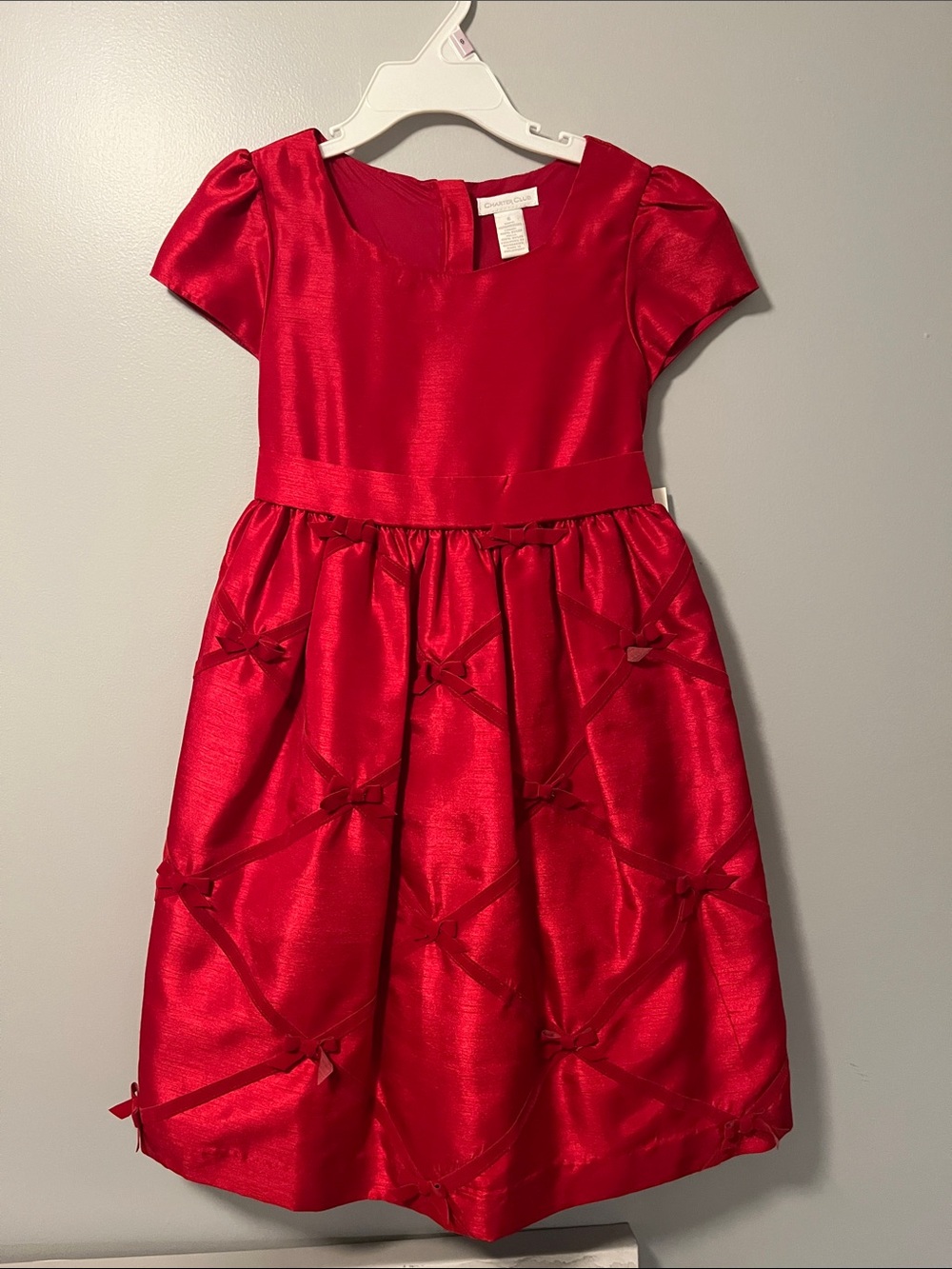 Charter Club Red Satin Bow-Embellished Party Dress for Girls